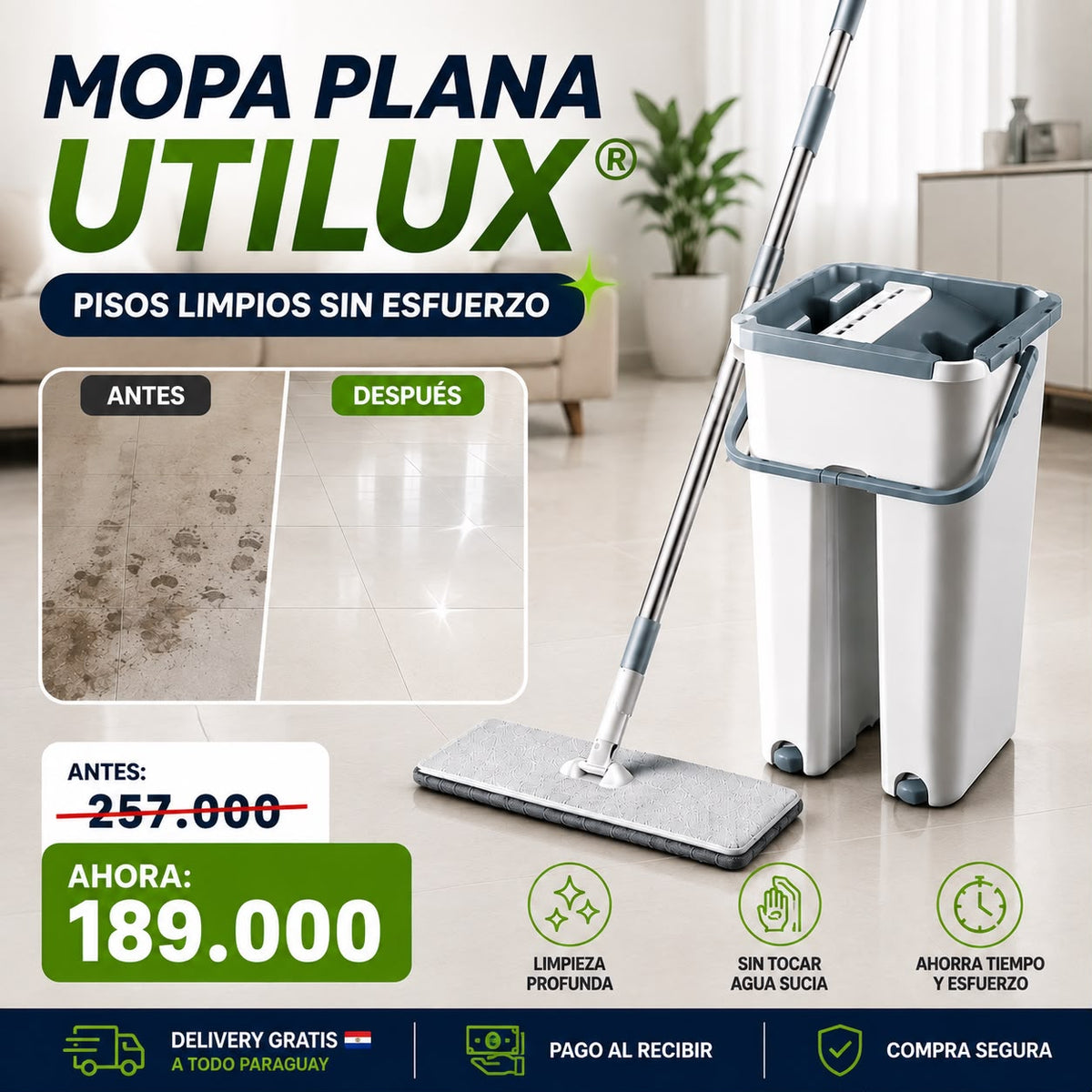 Mopa plana con balde UTILUX®