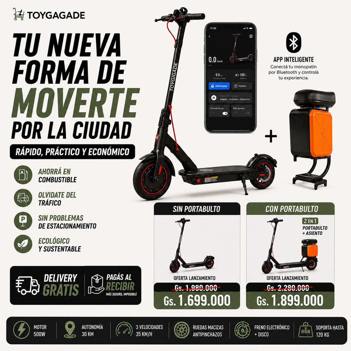 Monopatín eléctrico plegable TOYGAGADE®